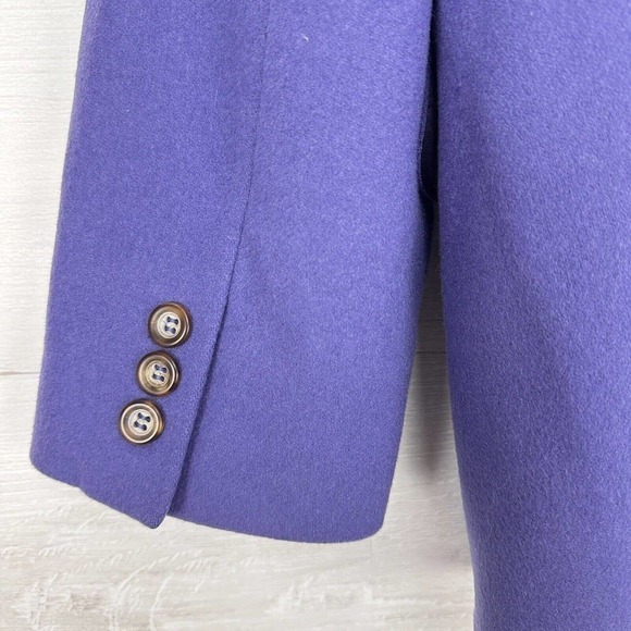 LL Bean Blazer Jacket Women Size 16 Petite Purple 3 Button Wool Cashmere Blend - Picture 5 of 14